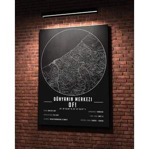 Mini Street Map Dünyanın Merkezi Of! 50X70 cm Şehir Haritası Kanvas Tablo