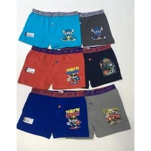 6'lı Erkek Çocuk Elastan Baskılı Boxer 0253