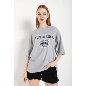 Kadın Palm Springs Baskılı Oversize T-Shirt