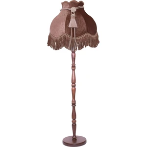 Ahşap Ayak Koyu Kahverengi Renk Kadife Kaplı Lambader Vintage Model