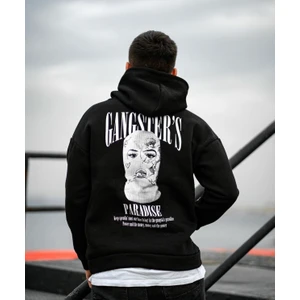 Amor Man Büyük Beden Kapüşonlu Gangter's Baskılı 3 Iplik Tam Kışlık Oversize Erkek Sweatshirt