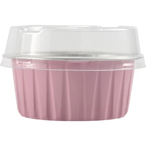 100 Adet 5 Oz 125 ml Tek Kullanımlık Kek Pişirme Bardaklar Muffin Gömlekleri Kapaklı Bardak Alüminyum Folyo Cupcake Pişirme Bardaklar-Pembe (Yurt Dışından)