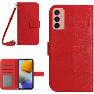 HT04 Samsung Galaxy M23 için Basılı Ayçiçeği 5G, PU Deri Cüzdan Manyetik Toka Cilt Anti-Fall ile Telefon Kılıfı (Yurt Dışından)