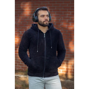 Azıcık Akıllı Erkek Siyah Peluş Yumoş Fermuarlı Kapüşonlu Cepli Welsoft Yelek 22ECKTERES