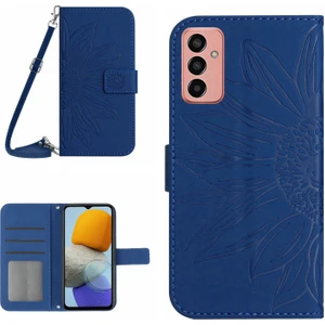 HT04 Samsung Galaxy M23 için Basılı Ayçiçeği 5G, PU Deri Cüzdan Manyetik Toka Cilt Anti-Fall ile Telefon Kılıfı (Yurt Dışından)