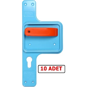 Erol Kilit Güvenli ve Kırılmaz Bariyerli Kapı Kolu Mavi Ayna-Turuncu Kol 10 Takım