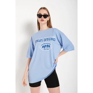 Kadın Palm Springs Baskılı Oversize T-Shirt