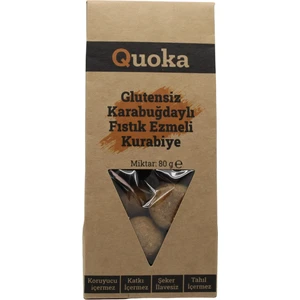 QUOKA Glutensiz Şekersiz Karabuğday Unundan Fıstık Ezmeli Kurabiye 1 Paket x 80GR