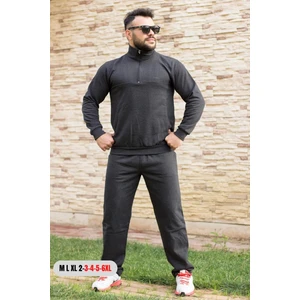Azıcık Akıllı Antrasit Battal Büyük - Normal Beden Yarım Fermuarlı Erkek Eşofman Takımı 21EESTYAKT