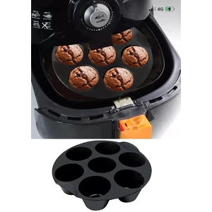 Tüm Airfryerlara Uyumlu Silikon Muffin Pişirme Kabı - 7 Bölmeli Kek Kalıbı
