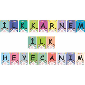 Ilk Karnem Ilk Heyecanım Karton Bayrak 21 Adet A5