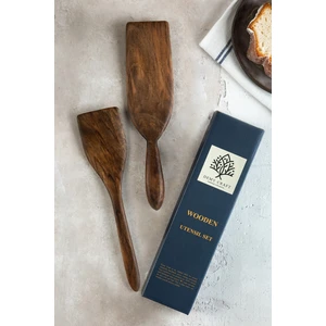Demy Craft Ceviz Ağacı El Yapımı 2 Parça Spatula Seti 30 Cm.