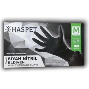 Haspet Nitril Siyah Eldiven [m] Beden 100'lü