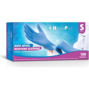 Haspet Mavi Pudrasız Nitril Eldiven - Small