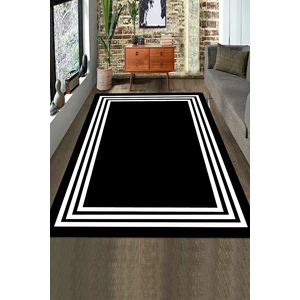 Decomia Home Dijital Kaymaz Yıkanabilir Modern Siyah Salon Halısı Mutfak Halısı Koridor Halı Yolluk D4094