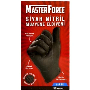 Master Force Balık Sırtı Nitril Eldiven (L Beden) 50'li Siyah