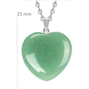 Tesbih Atölyesi Sertifikalı Kalp Şekilli Doğal Aventurin Taşı Kolye