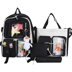 Sevimli Pin ve Aksesuarlar ile 4 Adet Kawaii Okul Sırt Setleri, Genç Kızlar Için Sevimli Sırt Çantaları (Yurt Dışından)