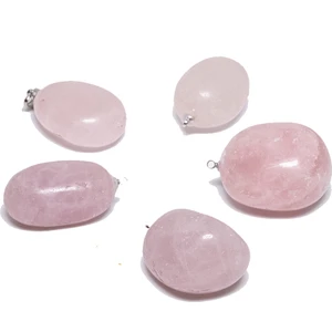 Tesbih Atölyesi Sertifikalı Ham Doğal Açık Pembe Kuvars Taşı Kolye