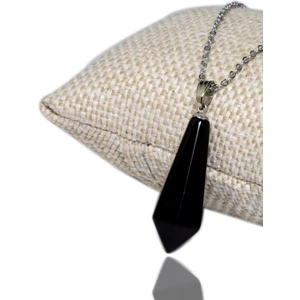 Tesbih Atölyesi Sertifikalı Doğal Obsidyen Taşı Kolye (Gümüş Aparatlı)