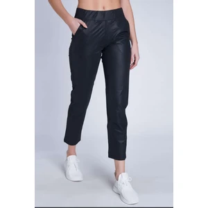 Kadın Deri Siyah Pantolon Tayt