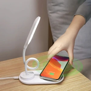 Qı Hızlı Kablosuz Şarj ve LED Masa  Lambası Taşınabilir  360 Derece Esnek Dokunma