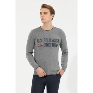 U.S. Polo Assn. Erkek Gri Melanj Triko Kazak 50253993-VR086