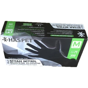 Haspet Siyah Nitril Eldiven M 100 Adet