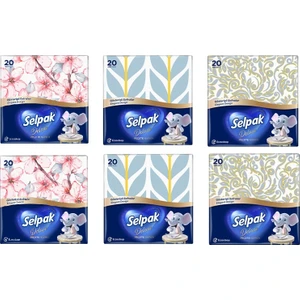 Deluxe Peçete 29,5 x 30 cm  20 Yaprak – 6 Paket Karışık
