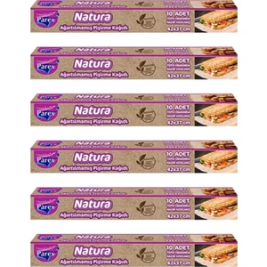 Natura 6 Adet Ağartılmamış Organik Hazır Kesilmiş Pişirme Kağıdı 10'lu