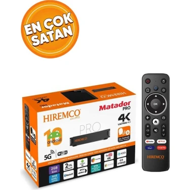 Hiremco 2023 4K UHD Adroid Box - New Matador Pro - Android TV Box - Akıllı TV / Media Player -