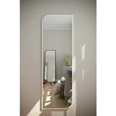 Tarz Design Beyaz Dekoratif Çapraz Oval Boy Aynası 50 x 150