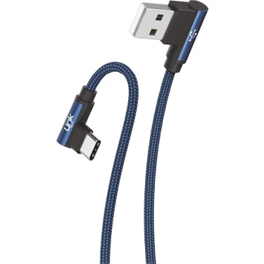 LİNKTECH K594 Safe Type-C USB 90 Derece Örgülü, Gamer, Oyuncu Şarj