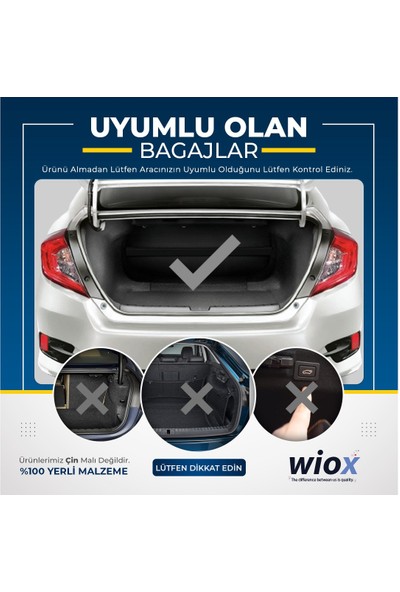 Wiox Hyundai Elantra 2000 - 2023 Tam Uyumlu Ayarlanabilir Bagaj Yayı