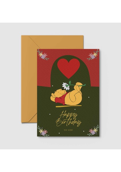Kartpostal - Tebrik Kartı & Zarf Winnie The Pooh Doğumgünü Happy Birthday Doğum Günü