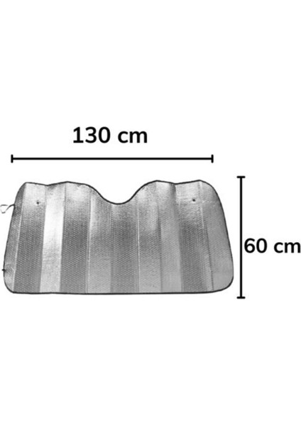 Araba Ön Cam Güneşliği Vantuzlu Alüminyum Katlanabilir Güneşten Koruyucu Güneşlik 130X60 cm