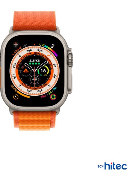 42-44MM Yeni Nesil Apple Uyumlu Akıllı Saat Kordonu Hasır Kancalı Turuncu modelleri