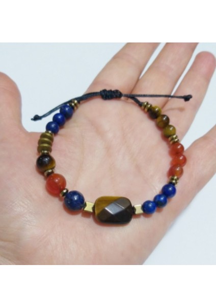 Kaplangözü Lapis Lazuli Akik ve Hematit Doğaltaşlı Bileklik