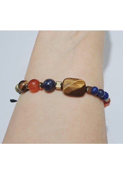Kaplangözü Lapis Lazuli Akik ve Hematit Doğaltaşlı Bileklik