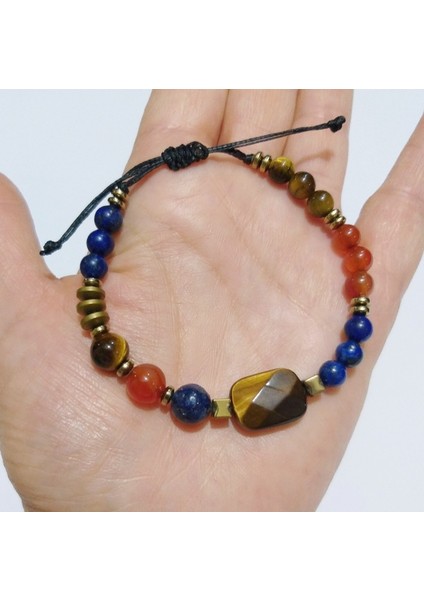Kaplangözü Lapis Lazuli Akik ve Hematit Doğaltaşlı Bileklik