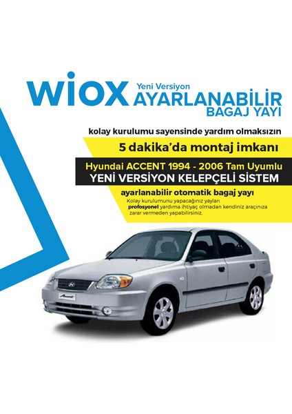 Hyundai Accent 1994 - 2006 Tam Uyumlu Ayarlanabilir Bagaj Yayı