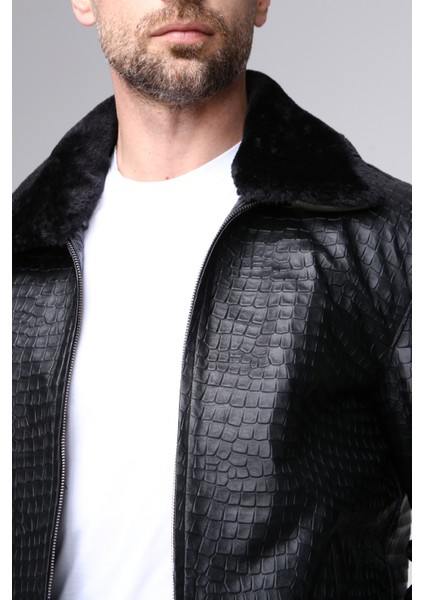Erkek Hakiki Deri Krokodil Baskılı Mont fiyatları