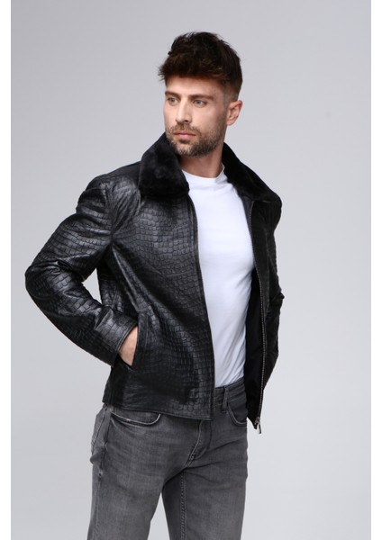 Erkek Hakiki Deri Krokodil Baskılı Mont fırsatları