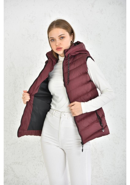 Kadın Jel Dolgu Çıkarılabilen Fermuarlı Kapüşonlu Günlük Şişme Yelek indirimleri