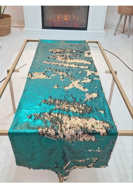 Pul Payetli 5mm Çift Renkli Runner 40 x 120 cm