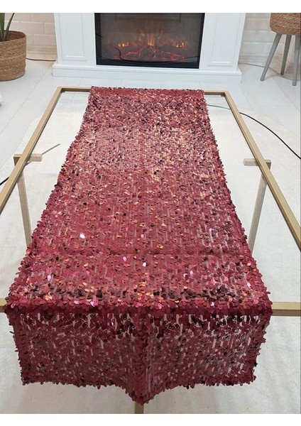Pul Payetli 6mm Armut Gözyaşı Runner 40 x 120 cm