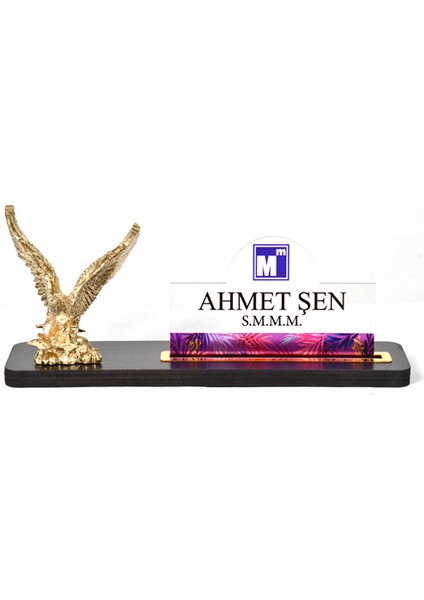 Uçan Kartal Figürlü Altın Ofis Masası İsimliği Dekoru 3D Kişiselleştirilmiş 34 Farklı Tasarım fiyatları