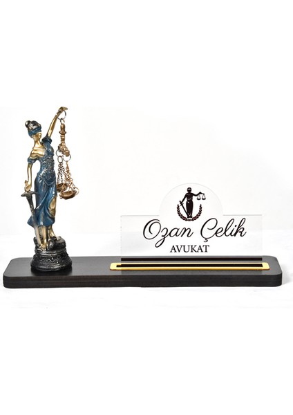 Themis Figürlü Avukat Ofis Masası İsimliği Dekoru 3D Kişiselleştirilmiş 34 Farklı Tasarım fiyatları