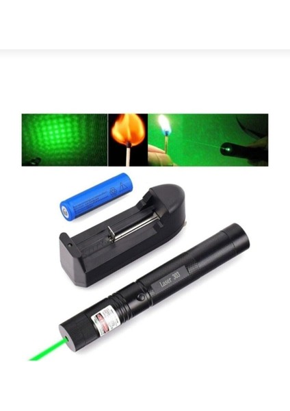 Green Laser Pointer Şarjlı Güçlü Yeşil Lazer Metal Kasa Power Lazer Şarjlı