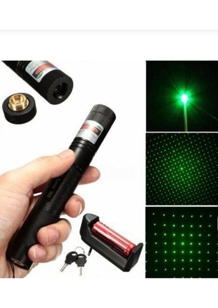 Green Laser Pointer Şarjlı Güçlü Yeşil Lazer Metal Kasa Power Lazer Şarjlı